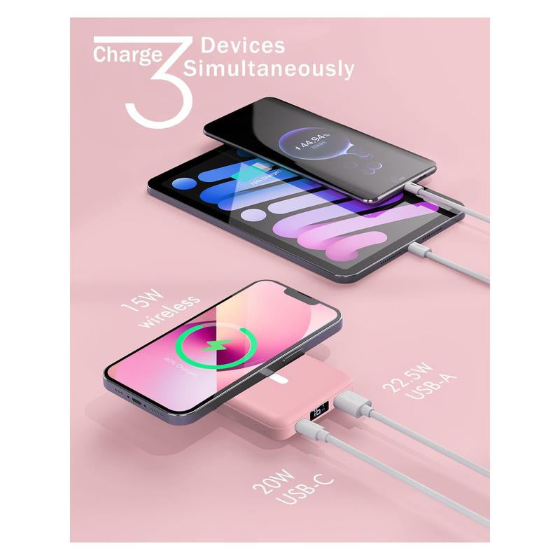 Podoru Magnetic Power Bank, 10000Mah for Magsafe Portable Battery Pack Fast Wireless Mobile Charger and USB-C Cable, para Iphone 16/15/14/13/12 Series