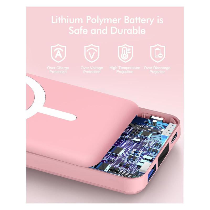 Podoru Magnetic Power Bank, 10000Mah for Magsafe Portable Battery Pack Fast Wireless Mobile Charger and USB-C Cable, para Iphone 16/15/14/13/12 Series